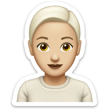 White bald woman sweater dark brown eyes and eyebrows  sticker