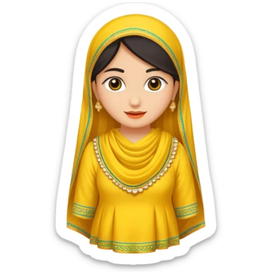 Yellow chudidar with chunni sticker