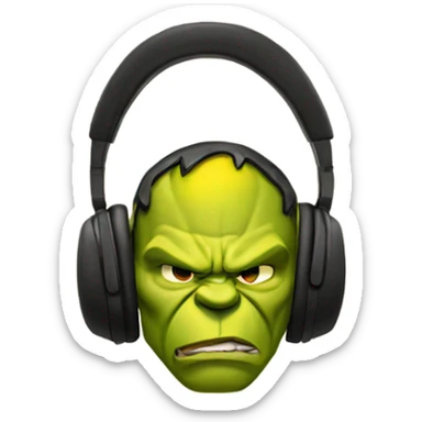 yellow hulk ear headphones sticker
