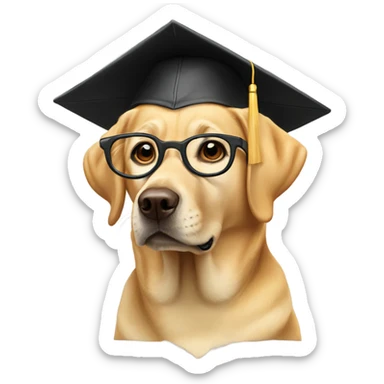 Golden lab dog wearing spectacles and mortarboard  sticker