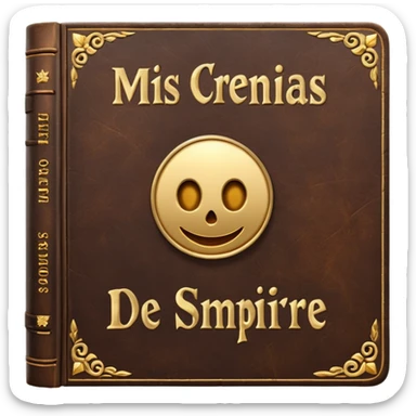 a book with the name "mis crencias de siempre" sticker