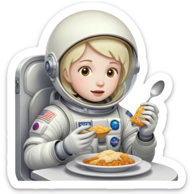 A person in a spacesuit eating a meal sticker