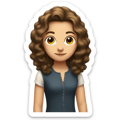 A girl with fluffy brown shoulder-length hair looks daggers at someone  sticker