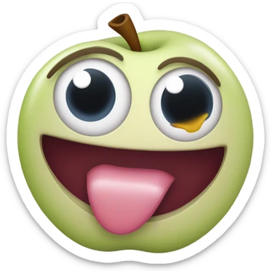 Swirly eyes with tongue out but regular emoji style from Apple sticker