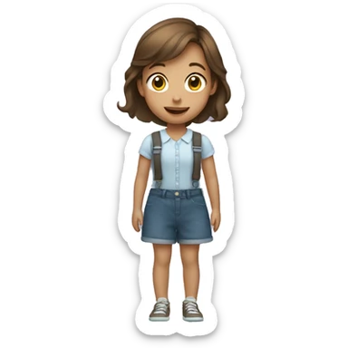 A little girl with short brown hair and braces sticker