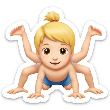 cheerful and cute child crawling on hands and knees sticker