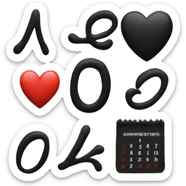 black Calendar with a heart a big 30 on it  sticker