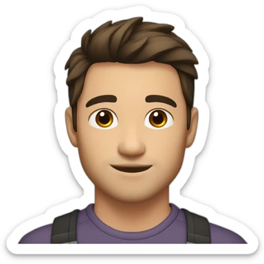 a handsome young guy with long dark brown hair just below the chin and with a little stubble sticker