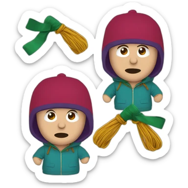 Craig Tucker South Park chullo hat with strings sticker