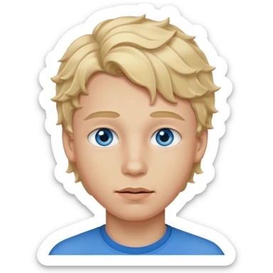 Teenage boy with blue eyes, blonde wavy hair and thick lips sticker