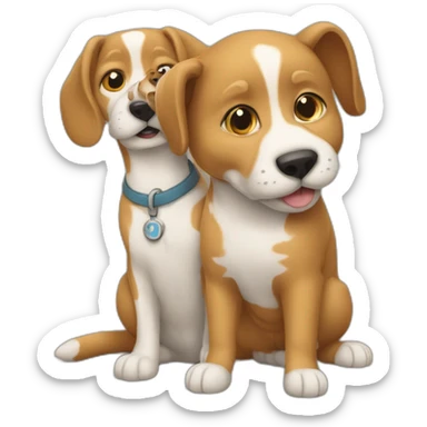 Un chat et un chien qui se tiennent la main sticker