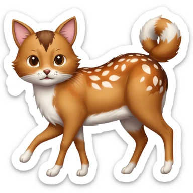Cat kicking inside deer’s stomach, sticker