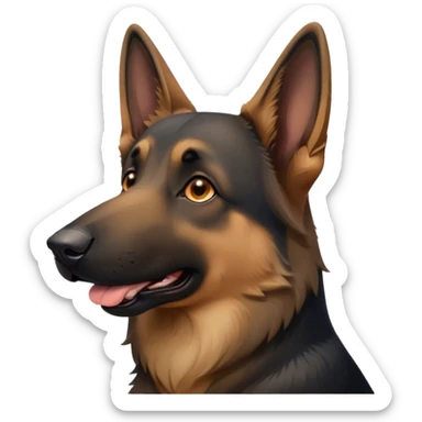 Cinematic Cute Yawning Tan/Black German Shepherd Portrait Emoji, Head tilted slightly with a dramatic, wide-open yawn, featuring a dense tan coat with a prominent black saddle, floppy ears slightly drooping, round brown eyes barely open in drowsy contentment, Simplified yet irresistibly adorable features, highly detailed, glowing with a soft, cozy glow, high shine, relaxed yet expressive, stylized with a touch of whimsy, bright and endearing, soft glowing outline, capturing the essence of a sleepy yet affectionate guardian, so drowsy it feels like it could stretch right out of the screen and curl up for a nap! sticker