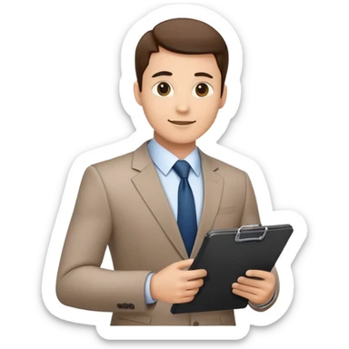 Professional business manager in a suit with a clipboard sticker