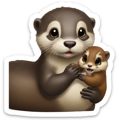 Baby otter holding baby chipmunk sticker