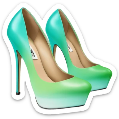 Hyper Realistic top view of a pair of tiffany blue to pistachio green ombre 
Steve Madden stiletto high heel shoes. sticker