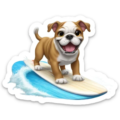 Bulldog puppy surfing sticker