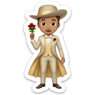 Person in fancy outfit with mischievous grin sneaking into a wedding ceremony sticker