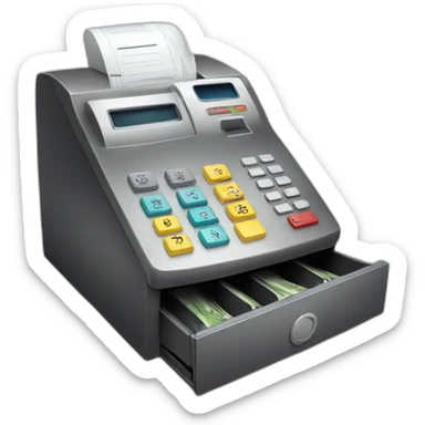 A cashregister with face smile sticker