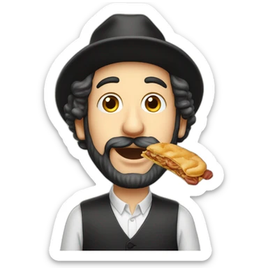 A orthodox jewish man eating Wiener Schnitzel  sticker