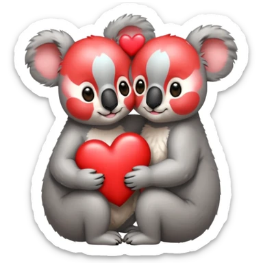 koalas cuddling with heart between them sticker