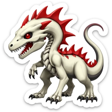 Shiny White Evil Glowing Eldritch Skeletal Creepy Edgy Badass Cool Marowak-Salandit-Duskull-Darkdramon-fusion with bloody red markings sticker