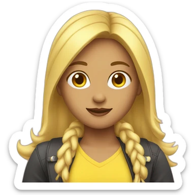 A girl with two yellow tails, pink runway. sticker