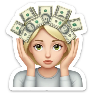 me with a bunch of money to my head rolling my eyes sticker