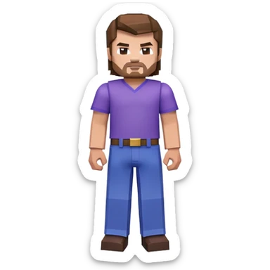 Jack Black as Minecraft Steve, blocky character with brown hair, blue shirt, and purple pants sticker