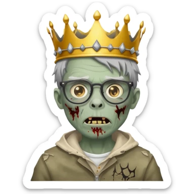 crowned zombie with glasses sticker