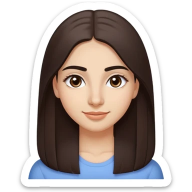 Armenian 19 year old girl. She has long, straight dark brown hair.
Her eyebrows are thick and natural.
Her eyes are large, dark, and almond-shaped.
She has a soft, genuine smile with closed lips.
Her face shape is oval.
Her skin tone is light to medium with a smooth and clear complexion sticker