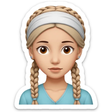 big lose braided woman face wiith big visible braids and mono color headband on head sticker