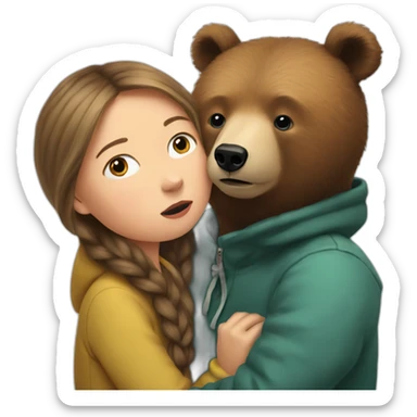greta thunberg kiss an bear sticker
