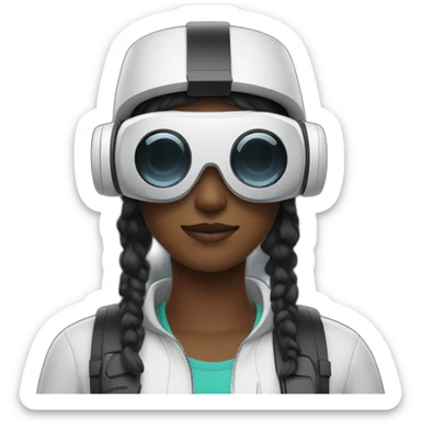 Person wearing a vr headset sticker