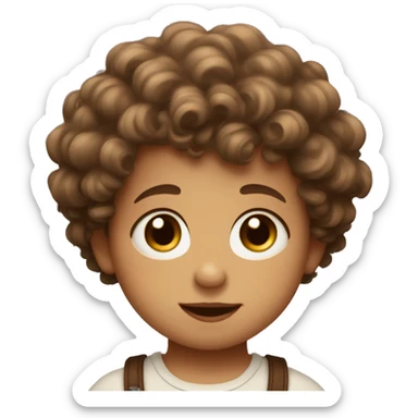Fair toned baby boy with brown curly hair and big lips sticker