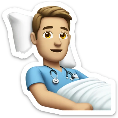 white male patient in hospital bed facing left sticker