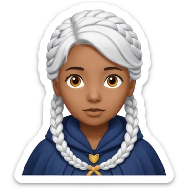 braid white hair, brown skin girl, navy cloak sticker