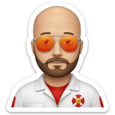 White bald man with beard lifeguard sticker