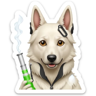 White belgian Shepard with bong sticker