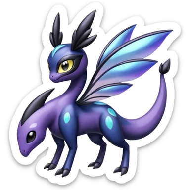 Shiny glossy melanistic oily Meloetta-Giratina-Noibat-Pokémon-Fakémon-fusion-hybrid-creature sticker