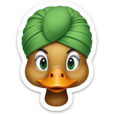 Duck face wearing green turban sticker