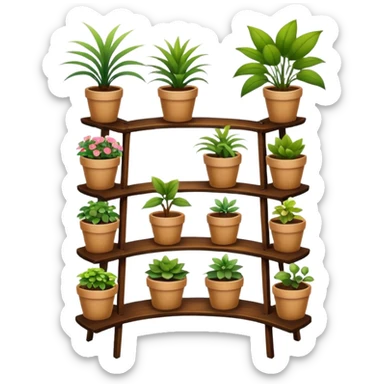 Large curved multi-tier plant rack  sticker
