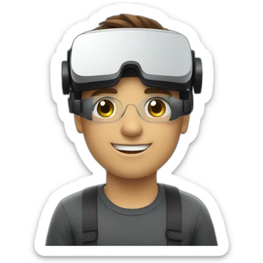 person wearing meta virtual reality goggles sticker