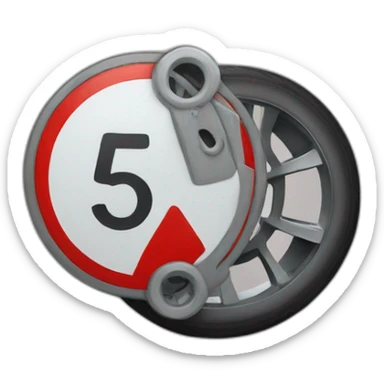 a wheel with a stop sign sticker