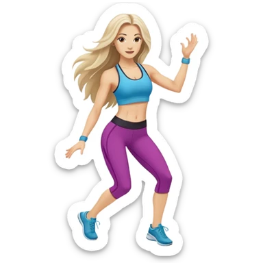 White Caucasian long hair woman Zumba dance  sticker
