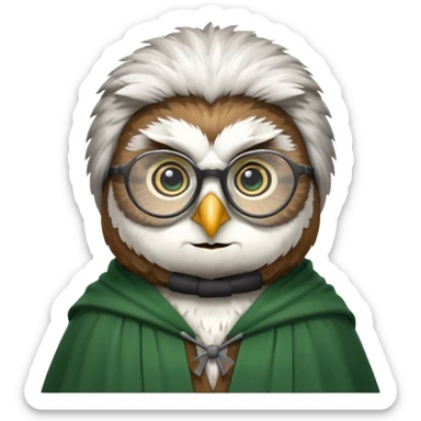 owl professor in green cloak university sticker