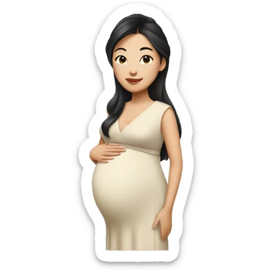Asian woman in elegant pregnancy dress sticker
