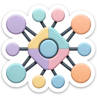 Can you create a picture for an AI LLM model router showing it as a hub connecting different LLMs? Make it pastel colored and abstract
 sticker