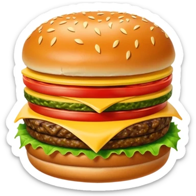 Generar hamburguesa con una sola carne, de pan color café con semillas hemp encima del pan, con carne, tomate, lechuga, queso, piña dentro de ella sticker