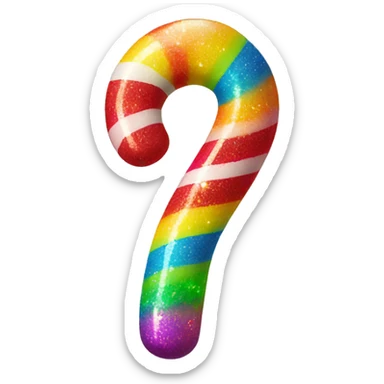 neon candy cane twisted with glittery rainbow stripes sticker